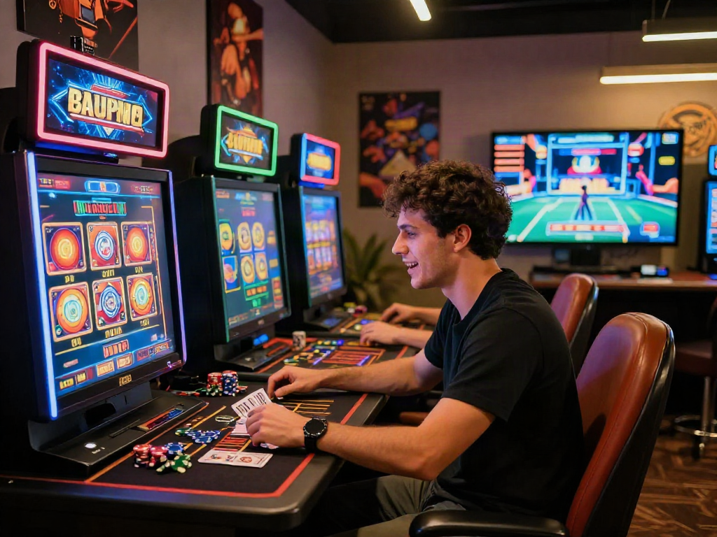 Casino en ligne retrait immédiat : joueur engagé dans un jeu captivant avec des équipements modernes et une ambiance électrisante.