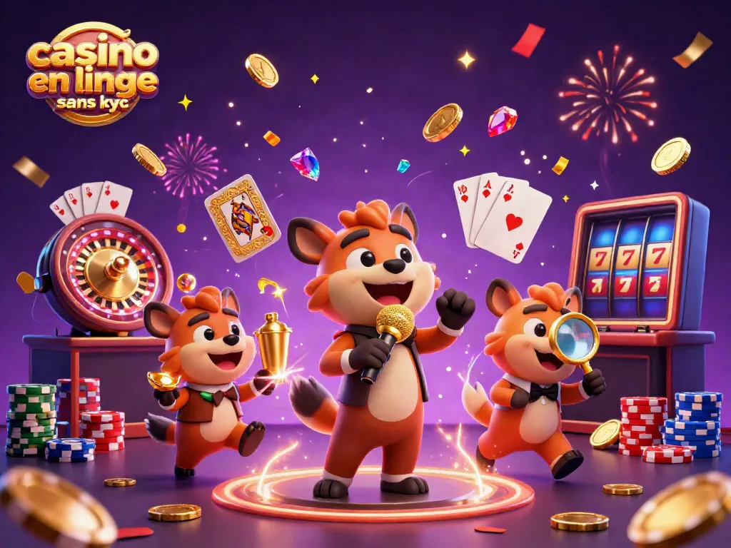 Engaging scene of hyenas at a comedy casino club displaying casino en linge sans kyc with vibrant gaming elements.