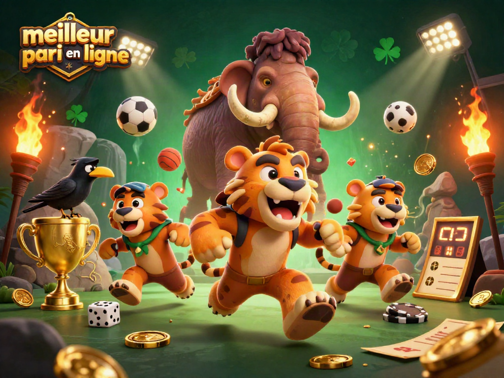 Un pari gagnant sur le meilleur site de pari en ligne avec des personnages animés dans un casino préhistorique.