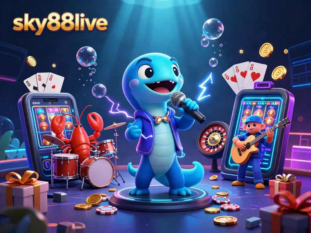 Experience thrilling action with sky88live's unique underwater casino illustration featuring vibrant gaming elements.