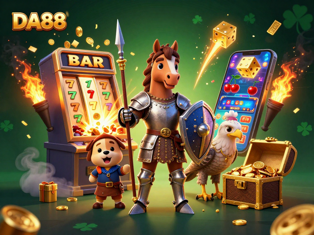 Experience the excitement of DA88 with a captivating 3D casino scene bursting with action.
