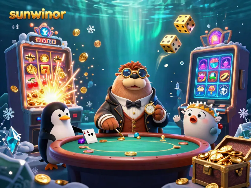 Players experience the thrill of sunwinor in an underwater casino setting with vibrant 3D characters and exciting game elements.