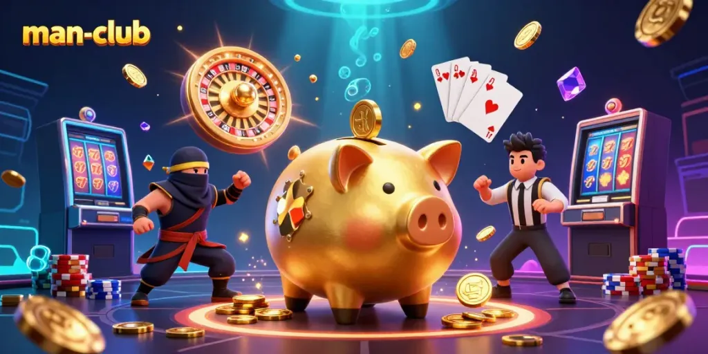 man-club's dynamic casino scene featuring animated characters and vibrant gaming elements with stunning detail.