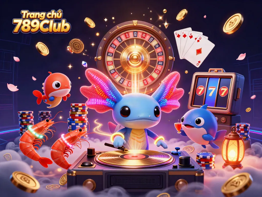 Engaging scene of vibrant characters celebrating at an underwater casino, illustrating Trang chủ 789Club.