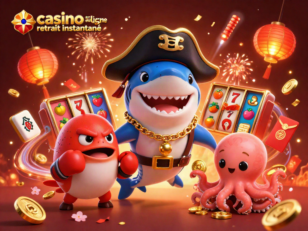 Découvrez un casino en ligne retrait instantané avec des personnages animés célébrant des gains rapides et des jeux passionnants.