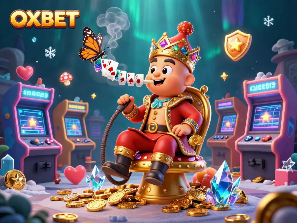 Experience the excitement of OXBET with a vibrant 3D casino scene featuring engaging characters and game elements.