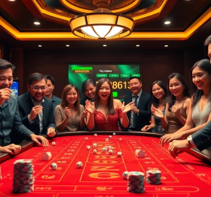 Players enjoying a thrilling game of tài xỉu md5 at a luxurious casino table.