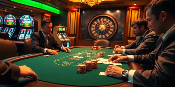 Experience thrilling gameplay with high-stakes poker at https://bj66.at, showcasing luxury casino elements.