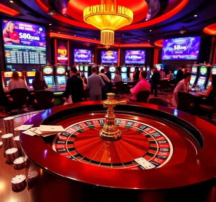 Experience thrilling gaming action at s8 org with vibrant casino tables and players.