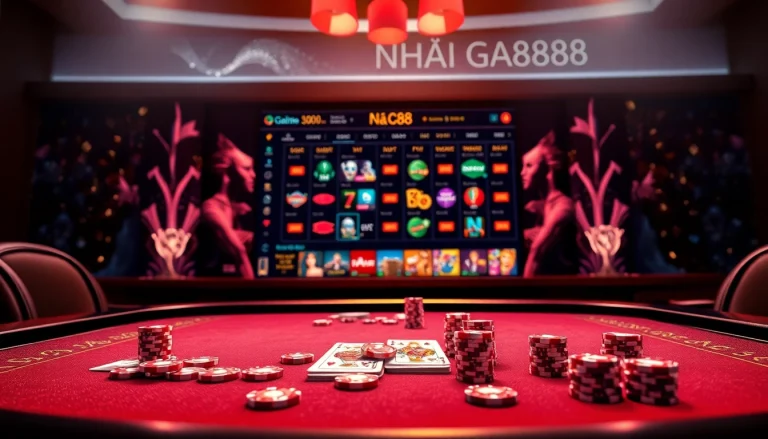 Exciting gaming action at Nhà Cái Ga888 with vibrant casino tables and thrilling betting options.