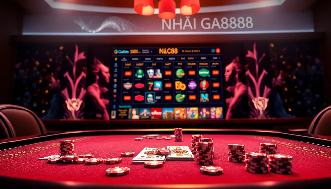 Exciting gaming action at Nhà Cái Ga888 with vibrant casino tables and thrilling betting options.