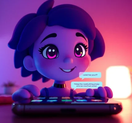 Engaging ai chat porn interaction with animated AI character and digital chat interface.