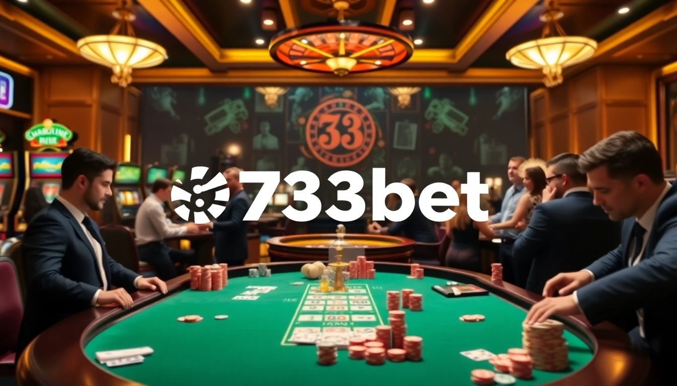 Engaged players enjoying a thrilling gaming experience at 733bet casino, featuring vibrant tables and exciting atmosphere.