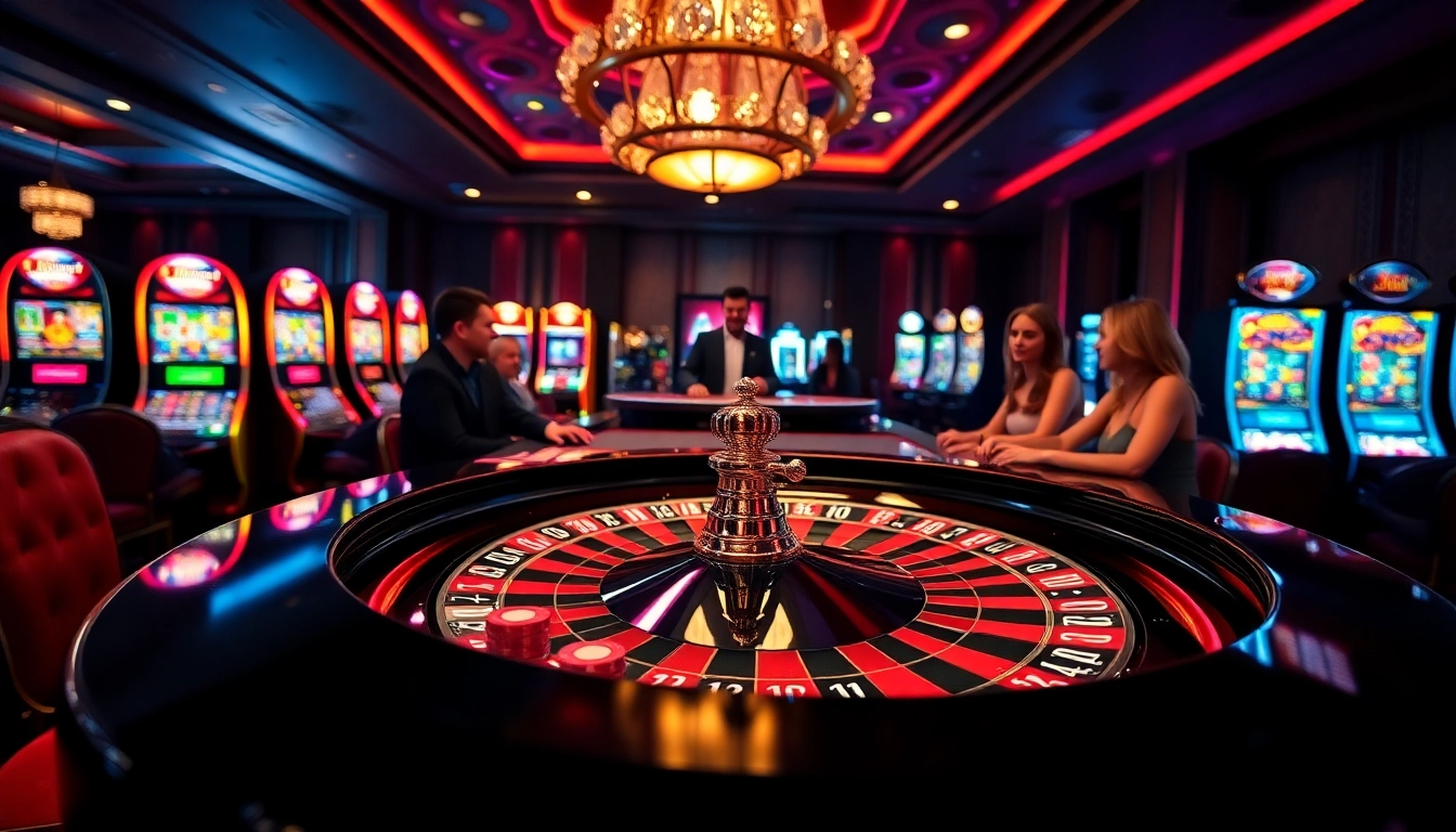 Players enjoying an exciting game at https://topclub.site/ casino, featuring roulette and vibrant chips.
