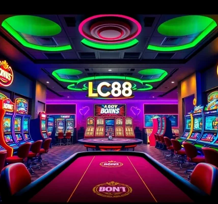 Experience the excitement of online gaming with the LC88 Link interface, showcasing vibrant colors and user-friendly design.