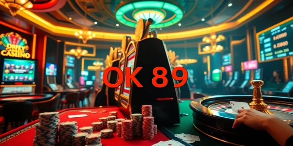 OK789 casino excitement with slot machines and vibrant gaming elements.