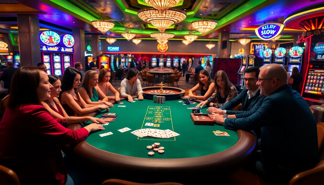 Sparking excitement at https://topclub.space/ casino with vibrant poker tables and slot machines.
