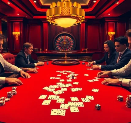 Engaging poker gameplay scene at OK365 casino, showcasing excitement and strategy.