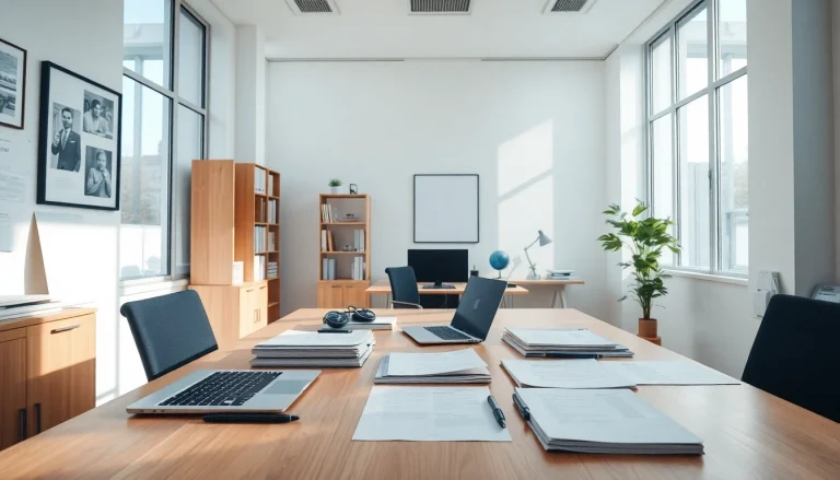 Espace de travail professionnel d'un traducteur assermenté avec des documents et des outils de traduction.