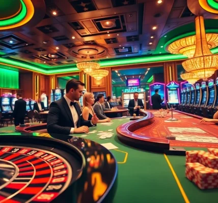 Experience the thrill of betting at https://do666.at with vibrant casino scenes of poker tables, roulette wheels, and excitement.