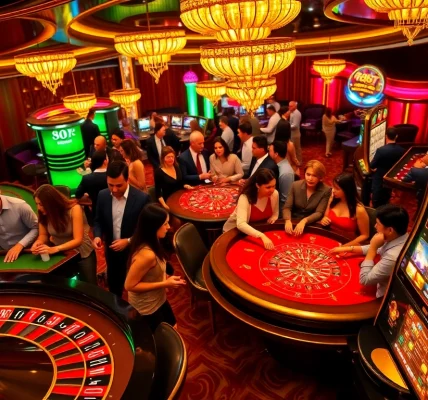 Players engaging in thrilling games at the 88i casino with lively excitement and luxury.