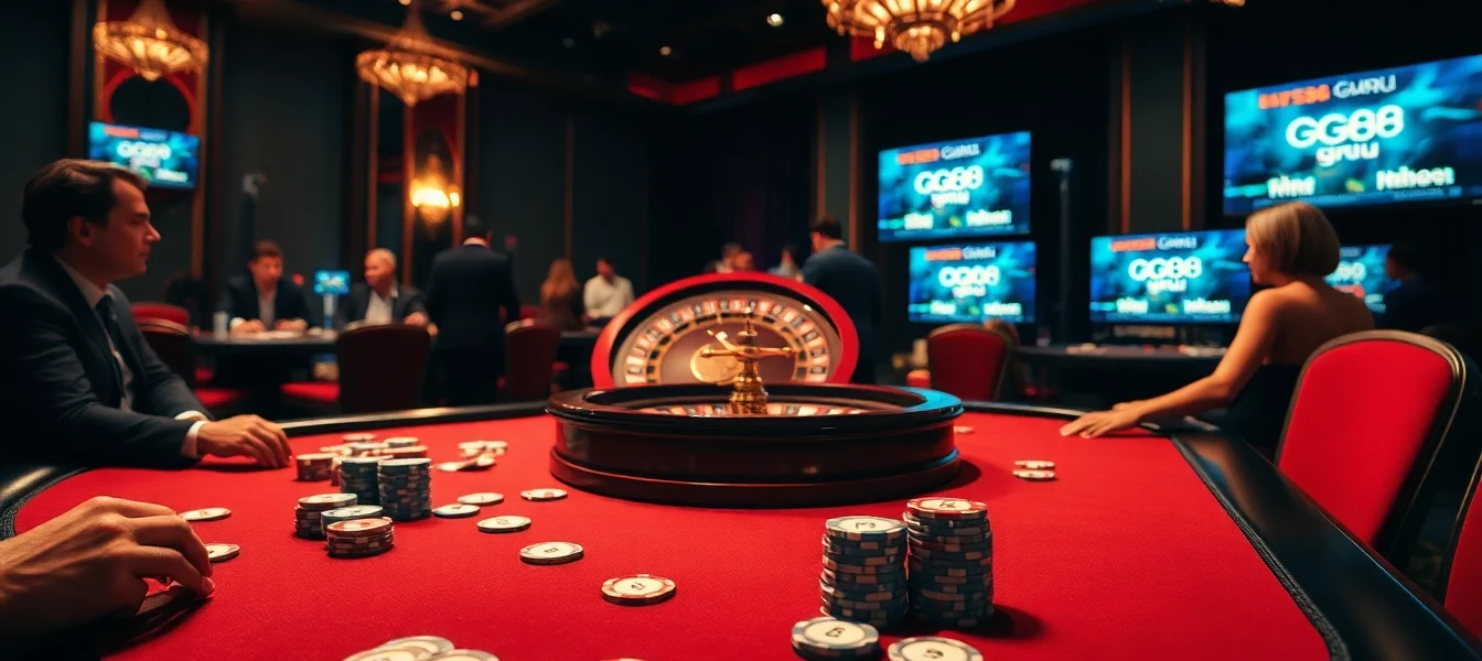 Excited players engaging in poker at gg88 guru's luxurious gaming table.