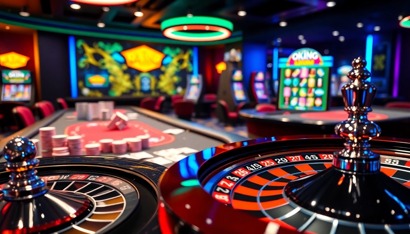 OKKING players enjoying high-stakes poker at a vibrant online casino table.