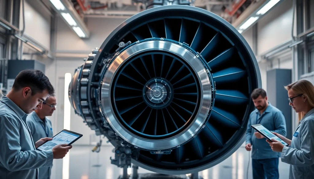 NK 88 turbofan engine design showcased in a high-tech lab with engineers.