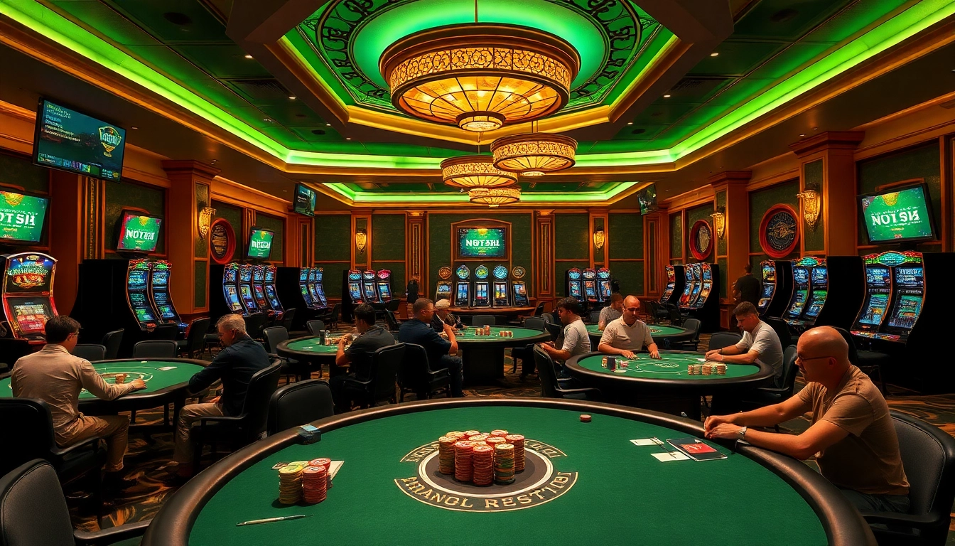 Experience thrilling gambling at a nohu-themed poker room with vibrant poker chips and stunning decor.