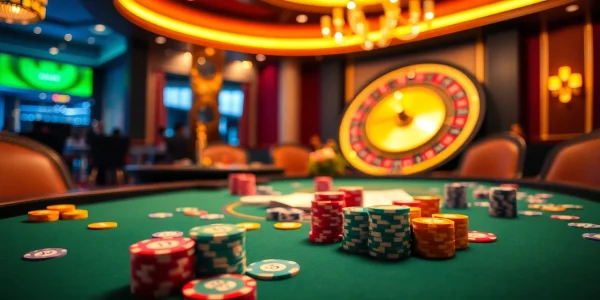 Engage in thrilling gameplay at fly88.deal with a luxurious casino poker setting.
