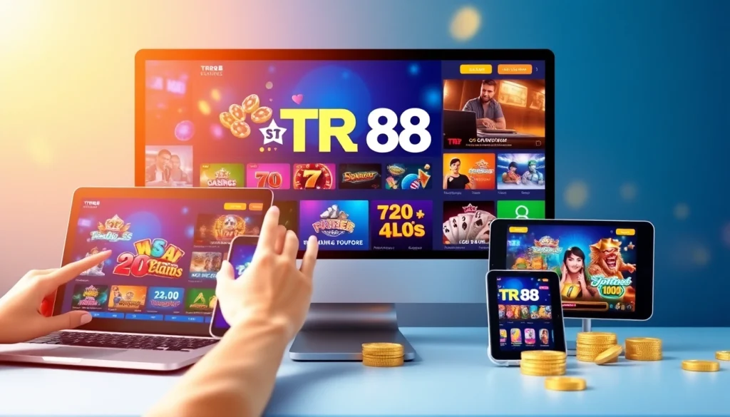 Dynamic display of the TR 88 online gaming platform showcasing vibrant casino games and user-friendly interface.