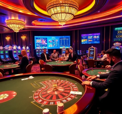Experience the excitement at Du88 with vibrant casino games featuring players at roulette and poker tables.