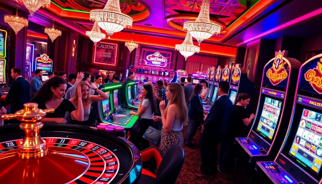 Gambler at casino en ligne enjoying vibrant games with friends in a luxurious setting.