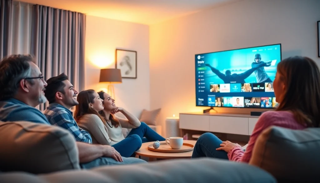 Family enjoying premium entertainment on Iron TV Pro in a cozy living room