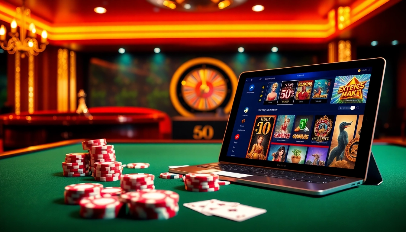 Gamble at the premium online platform https://68vip.one/, featuring a lively casino scene with poker chips and cards.