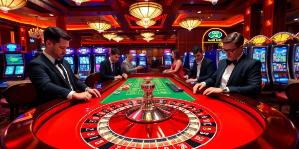 Gamble with confidence at https://s8net.com/ in a luxurious casino setting featuring roulette, slots, and professional dealers.
