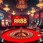 Experience the excitement of RR88 at a luxurious casino table with poker chips and cards.