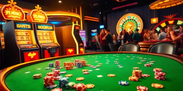 Experience the thrill of 888new with dynamic casino tables and colorful poker chips.