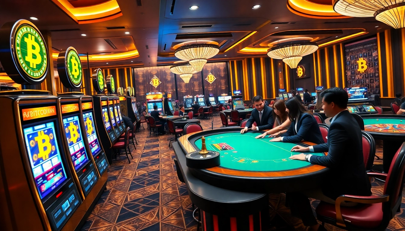 Experience the thrill of Bitcoin casinos with luxurious slot machines and high-stakes poker tables.