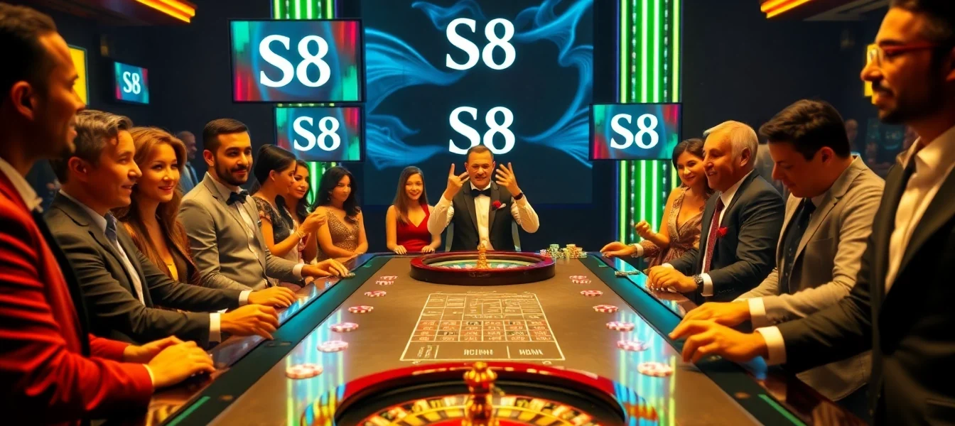 The S8 gaming table scene showcases players enjoying high-stakes fun.