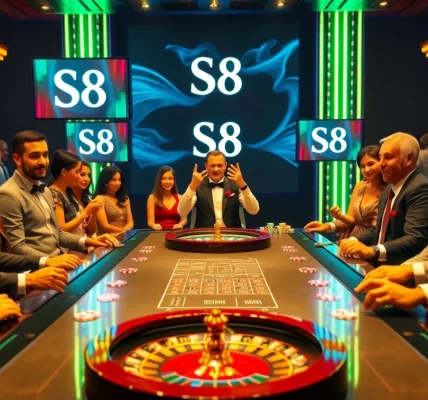 The S8 gaming table scene showcases players enjoying high-stakes fun.