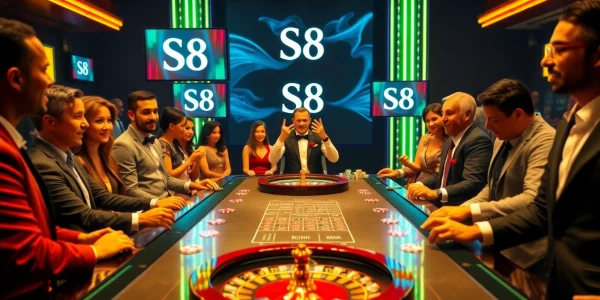 The S8 gaming table scene showcases players enjoying high-stakes fun.