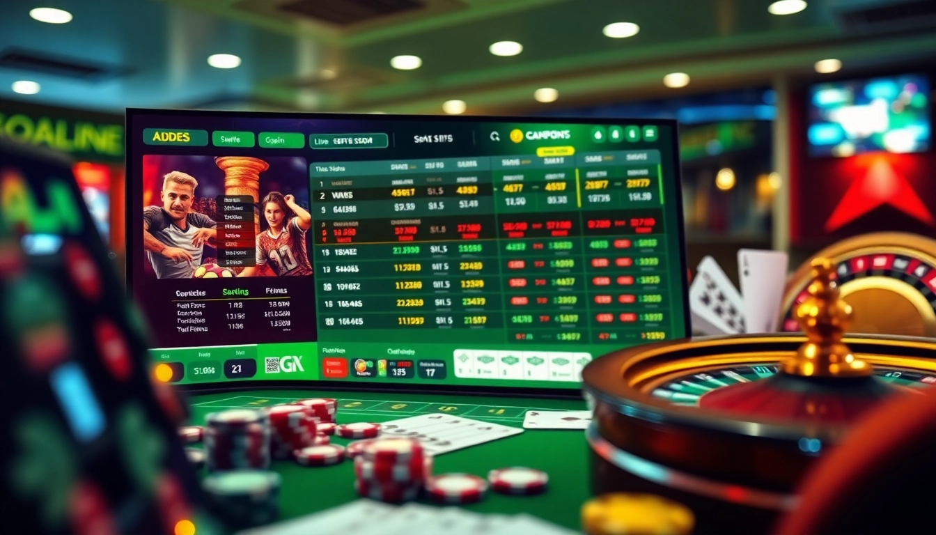 Engaging scene of a site de pari en ligne showcasing dynamic betting options and live sports events.