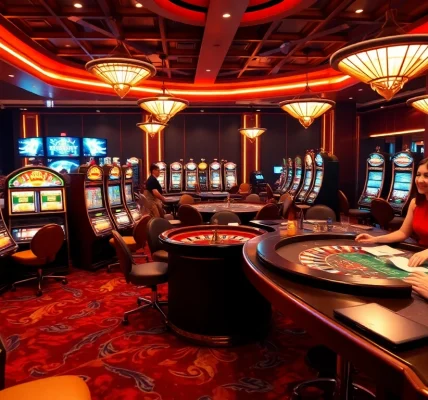 FM88 players enjoying an exciting casino experience with vibrant slot machines and roulette wheels.