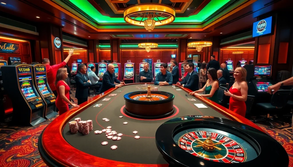 Experience thrilling games at VUA99's modern casino table with vibrant excitement.