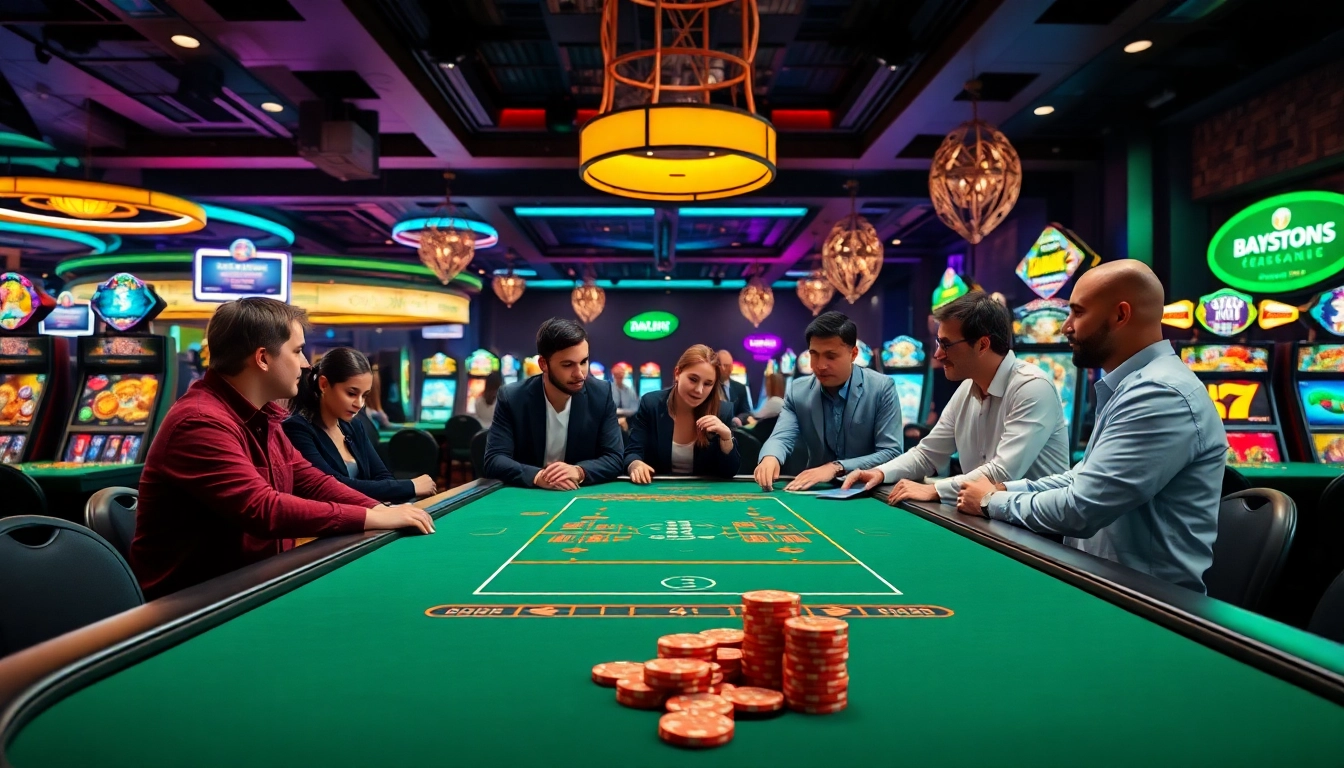 Jeux de crypto casino animés dans un cadre luxueux et coloré.