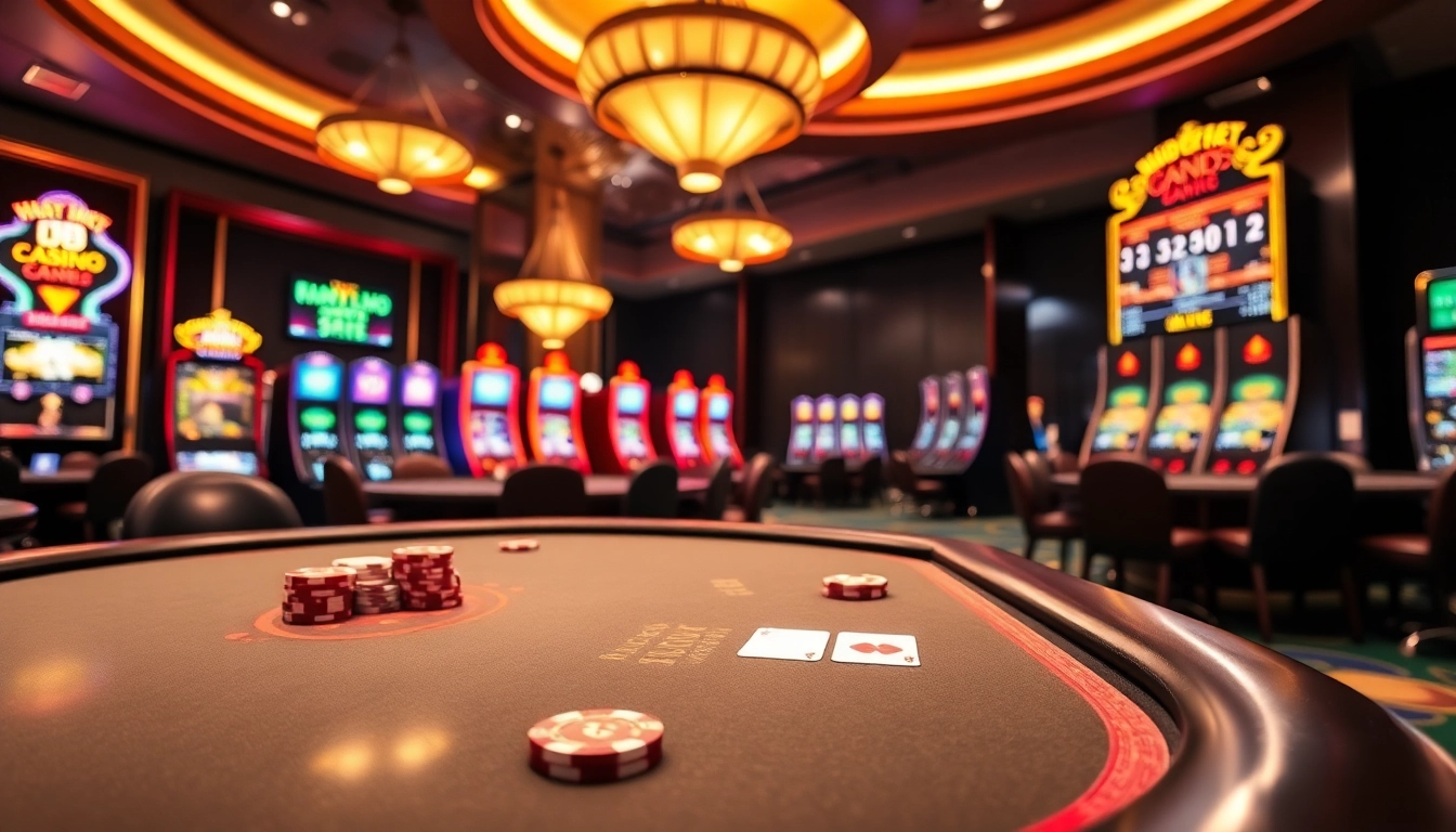 Joueurs profitant d'un casino en ligne suisse avec tables de jeu colorées.