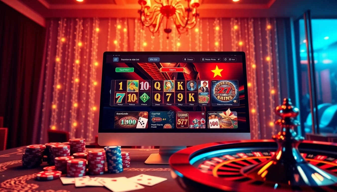 Interface engageante du casino en ligne Français montrant l'excitation avec des éléments de jeu vibrants.