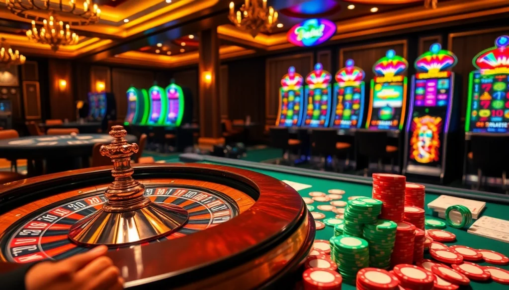 Experience the thrill of gaming at https://topclub.bond/ with vibrant casino elements like roulette, cards, and slot machines.