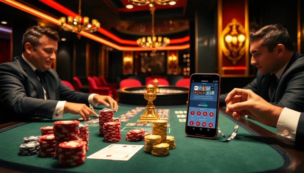 Engaging poker game scene at MMOO Casino with vibrant chips and cards, showcasing high-stakes excitement.